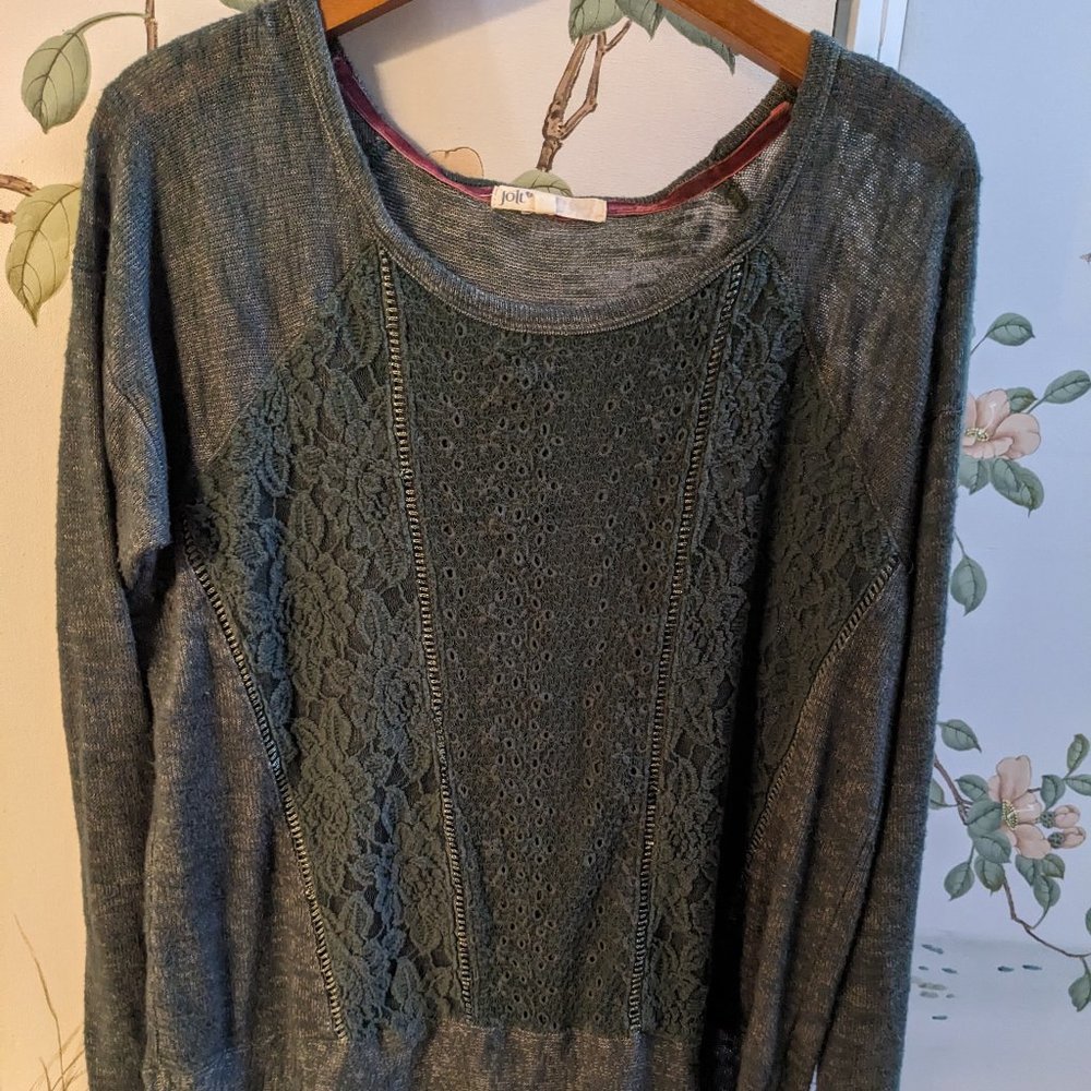Jolt mixed sweater knit top